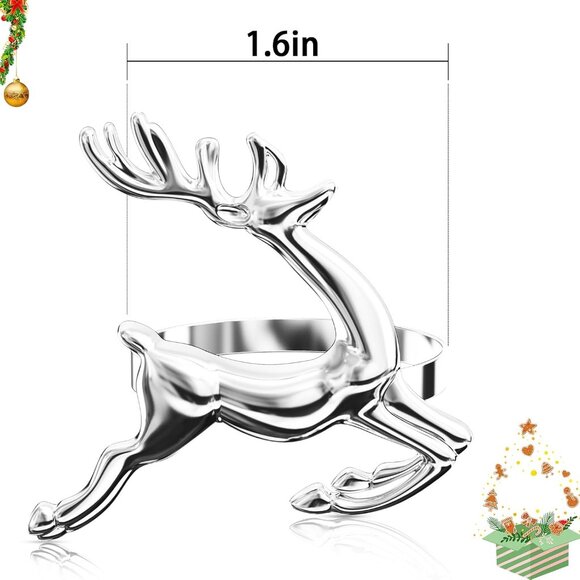 Stylish Silver Reindeer Napkin Rings - Ideal for Christmas and Romantic Dinners - Picture 3 of 7
